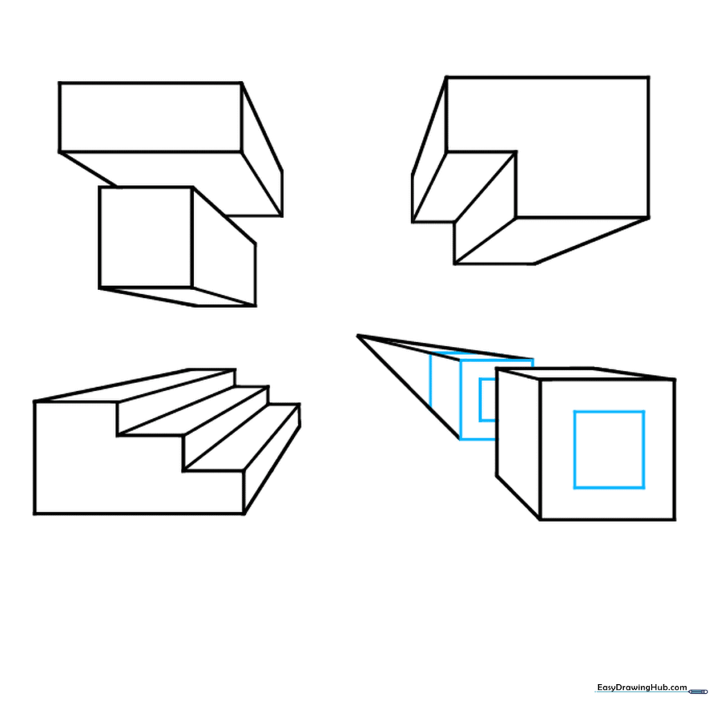 Adding multiple cubes to create a sense of depth and distance.