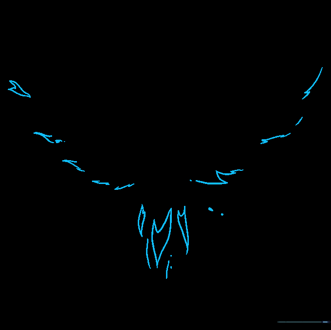 Phoenix drawing with additional flame details added to wings and tail.
