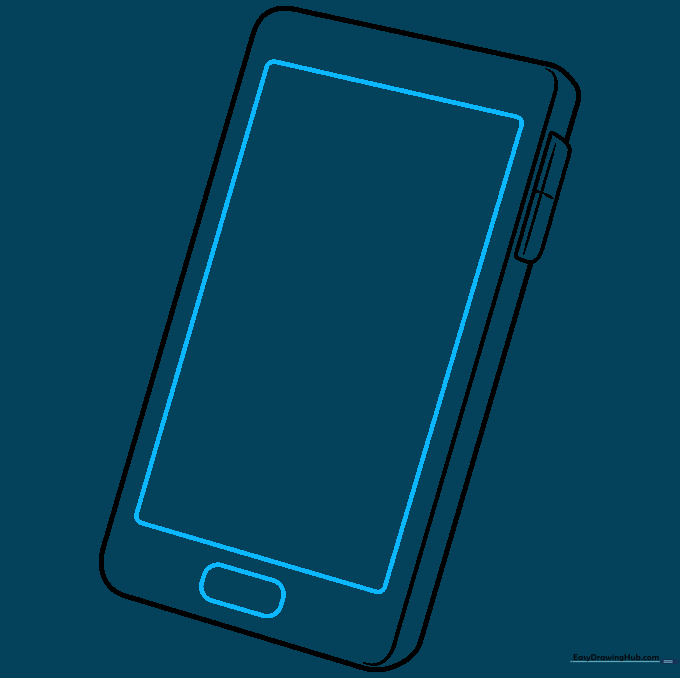 Outlining the large screen area and the small home button at the base of the phone.