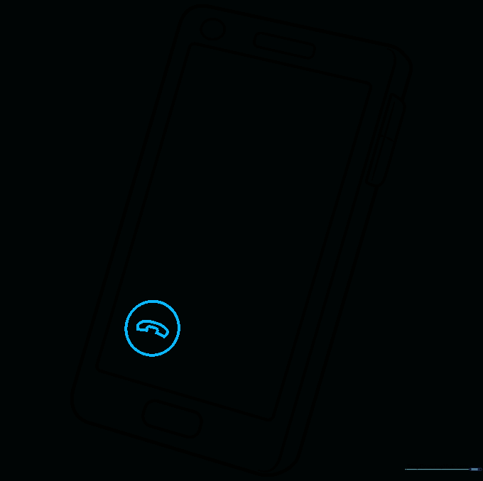 Adding a circular call icon with a telephone receiver symbol inside the screen area.