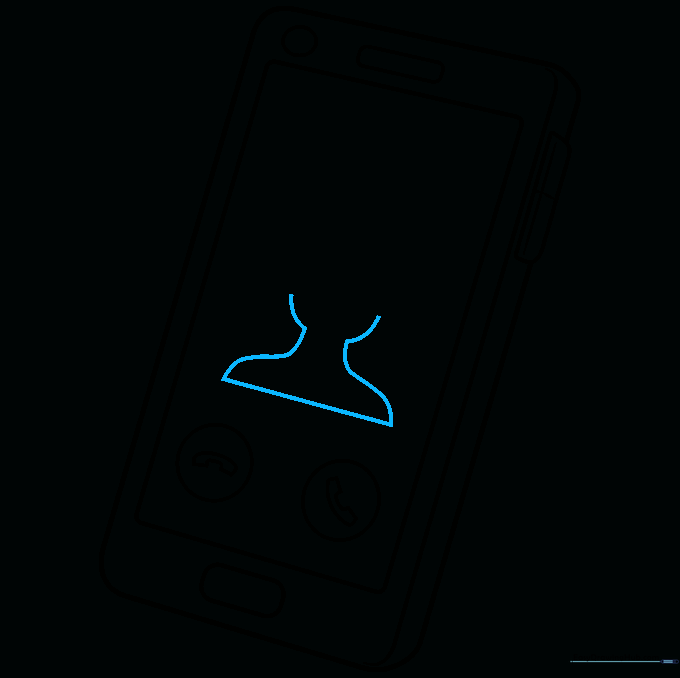 Sketching a simple portrait of a person on the phone screen for a caller ID effect.