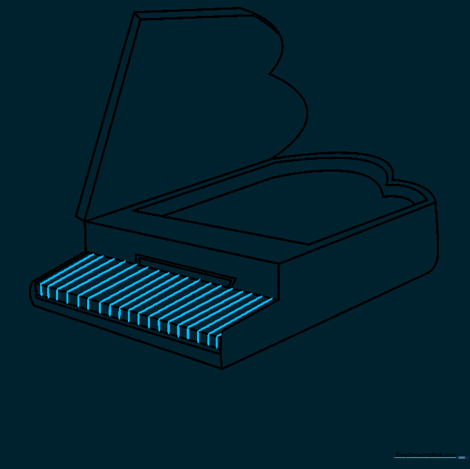 Adding vertical lines to create the white keys on the piano.