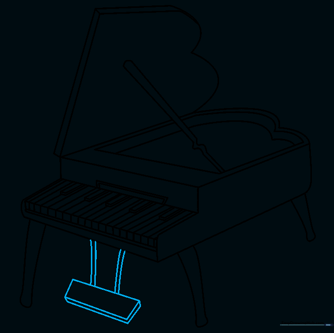 Adding the foot pedals under the piano keyboard.