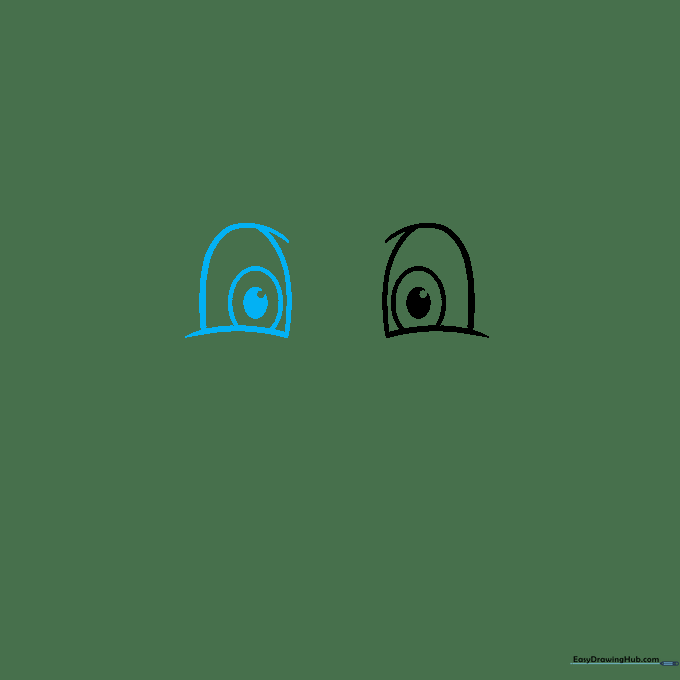 Two symmetrical cartoon pig eyes drawn side-by-side.
