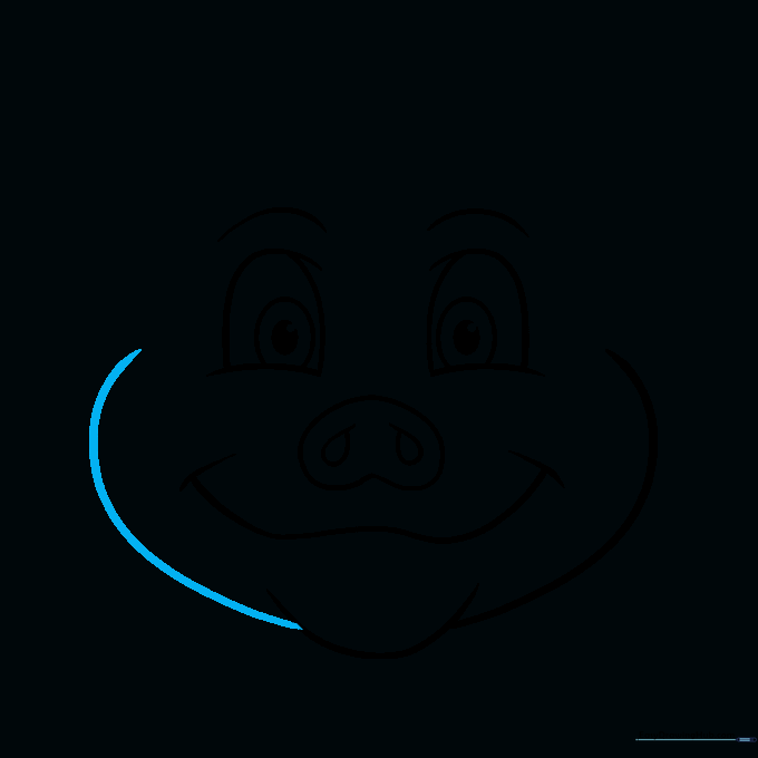 The left side of the pig's face outlined to match the right side.