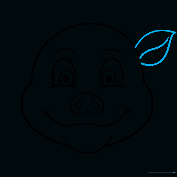 A single floppy pig ear drawn with a fold line.