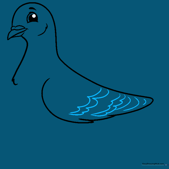 Adding wavy feather patterns to the pigeon wing