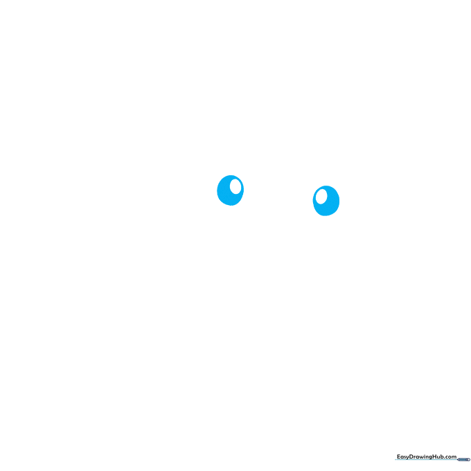 Close-up of two circular eyes with shaded pupils for a Pikachu drawing.