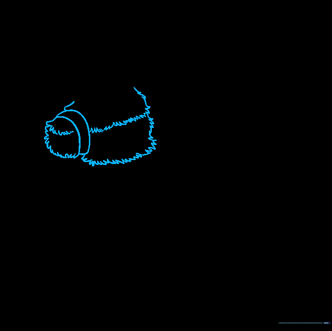 Drawing the donkey face and snout with zigzag texture lines.