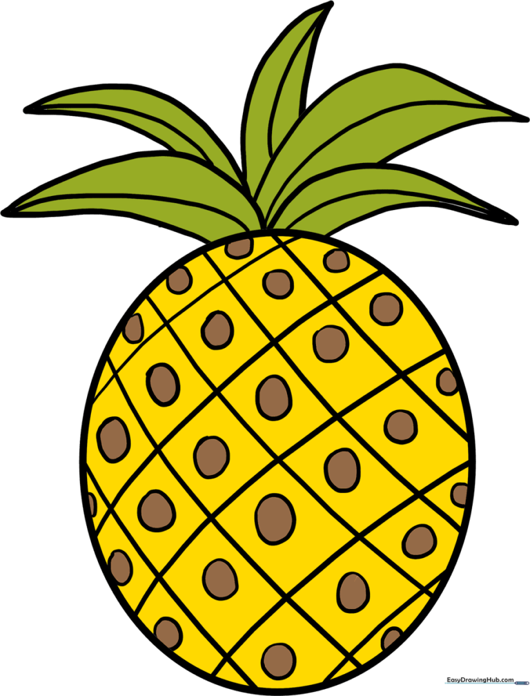 A colorful, finished pineapple illustration on a clean background.