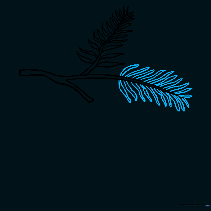Adding more pine needle clusters along the main branch to create a fuller look.