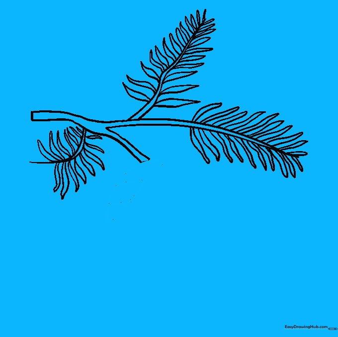Beginning the pinecone structure by drawing the first few overlapping scales.