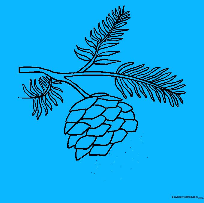 Continuing the scale pattern while tapering the pinecone shape.
