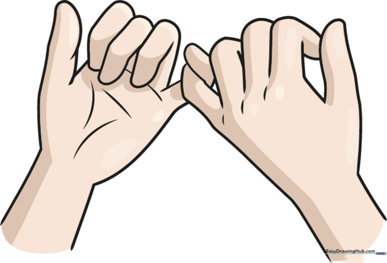 A colorful, finished drawing of two hands making a pinky promise as a symbol of friendship.