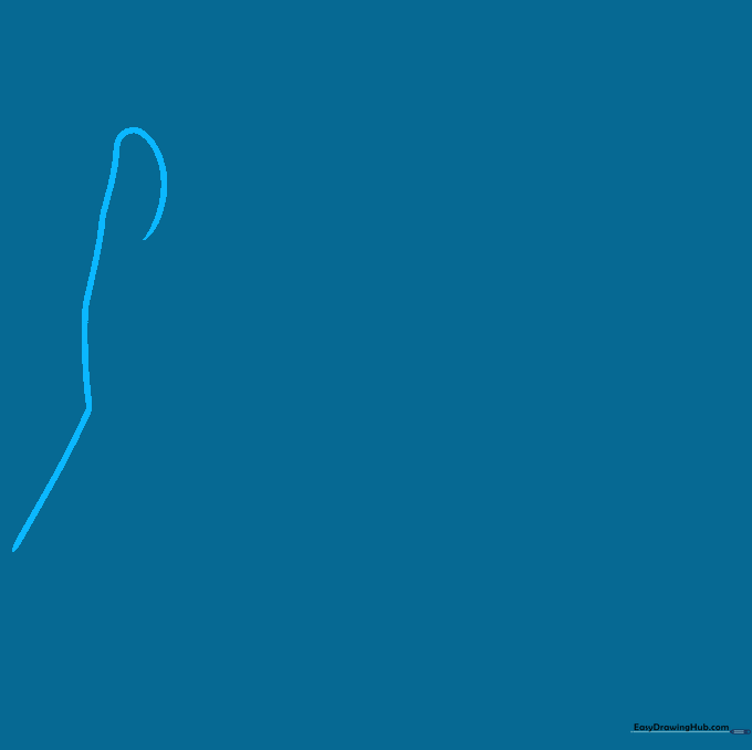 Pencil sketch showing the initial curved lines for the first hand and thumb of a pinky promise.