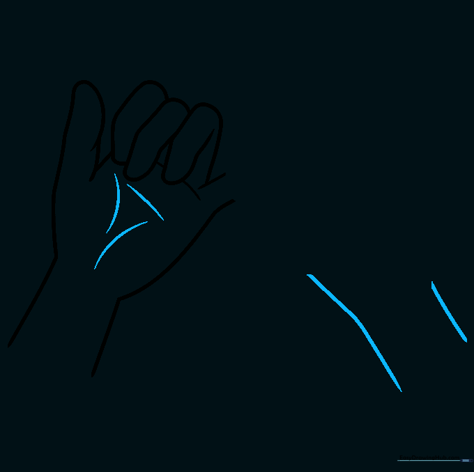 Adding contour lines to the palm and beginning the arm of the second hand.