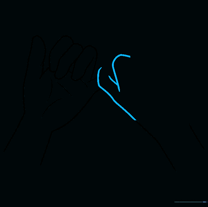 Outlining the second hand and the pinky finger connection point.