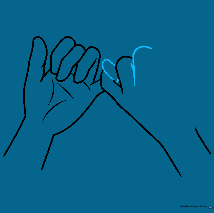 Detailing the interlocking pinky fingers between the two hands.