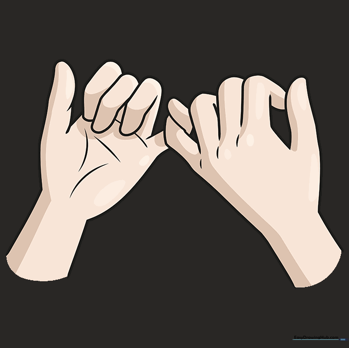 Final colored illustration of two hands making a pinky promise.