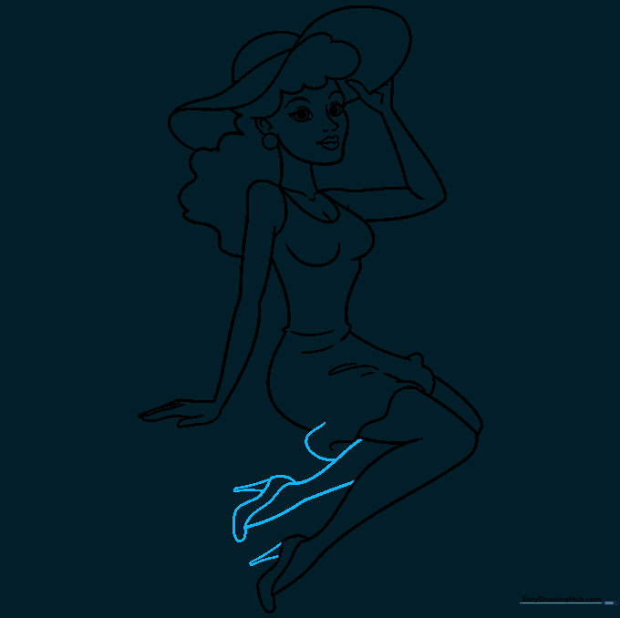 Refining the legs and heels of the pinup girl character.