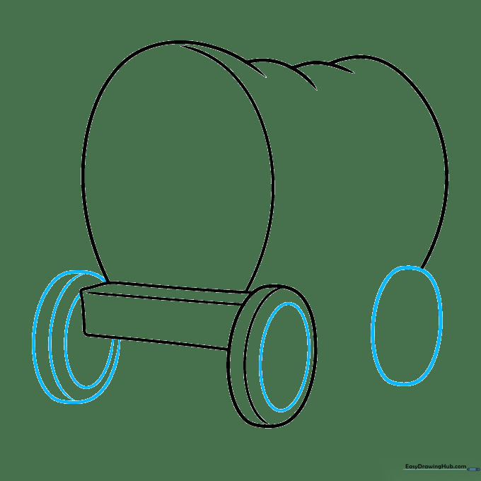 Refining the wagon wheels by adding inner ovals for the rims.
