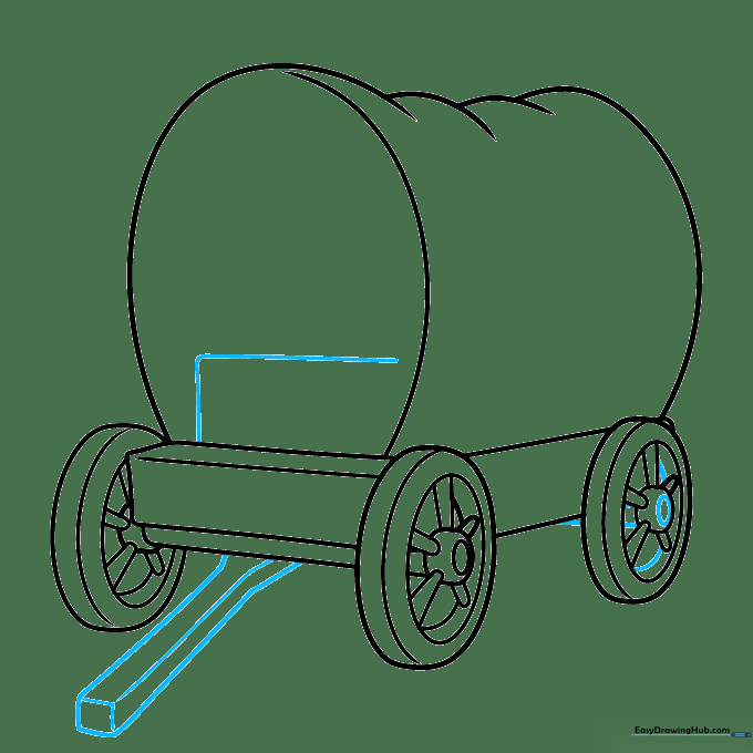Drawing the wagon tongue and the driver's seat inside the wagon bed.
