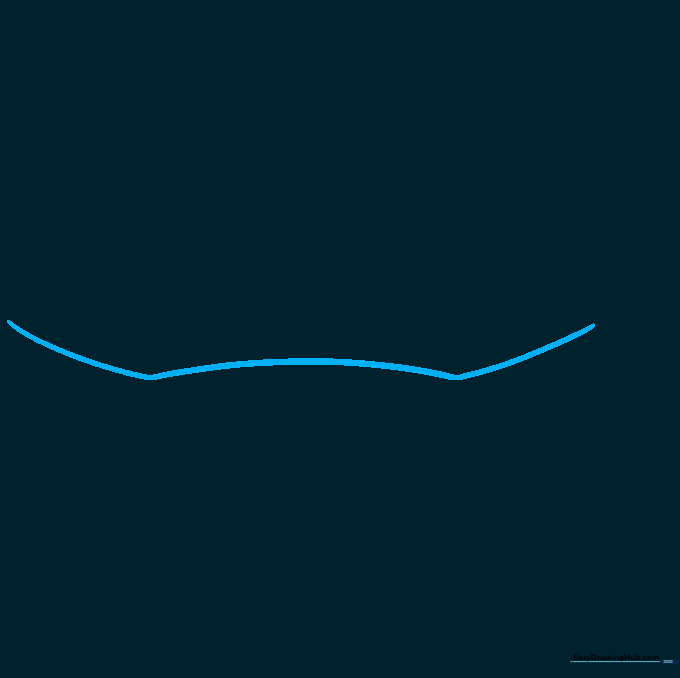 Pencil sketch showing the initial curved base lines for a pirate hat brim.