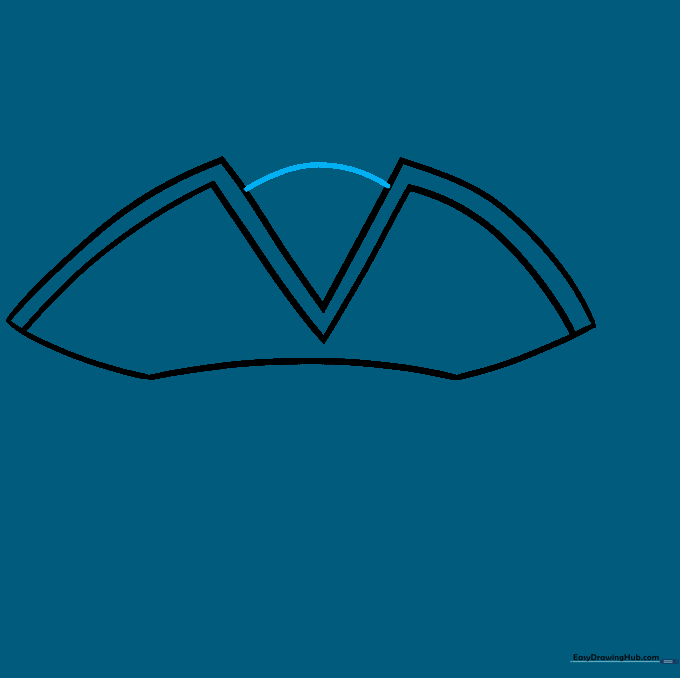 Adding a curved arch line to represent the crown of the pirate hat.