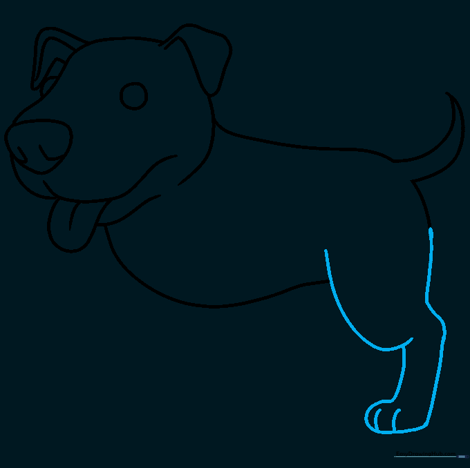 Adding the first rear leg with detailed toes to the Pitbull's body.