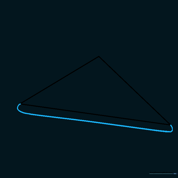 Adding a curved line to the bottom of the triangle to show the thickness of the pizza crust.