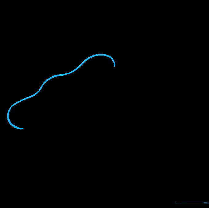 Drawing a wavy line across the top of the triangle to represent the pizza crust.