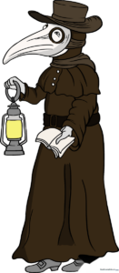A finished, high-quality illustration of a plague doctor in a dark, historical style.