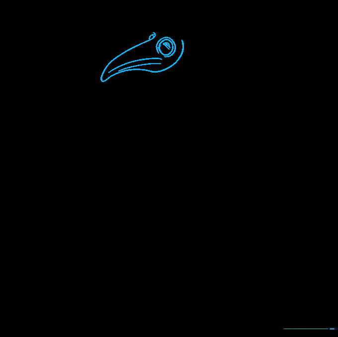 The outline of the bird-like mask with a circular eye hole and beak details.