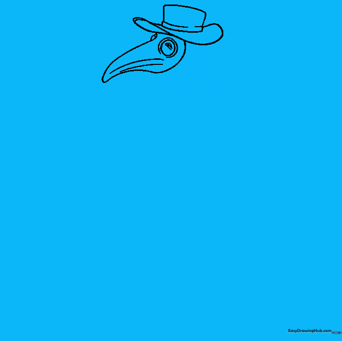 The head of the plague doctor with a scarf and mask strap added.