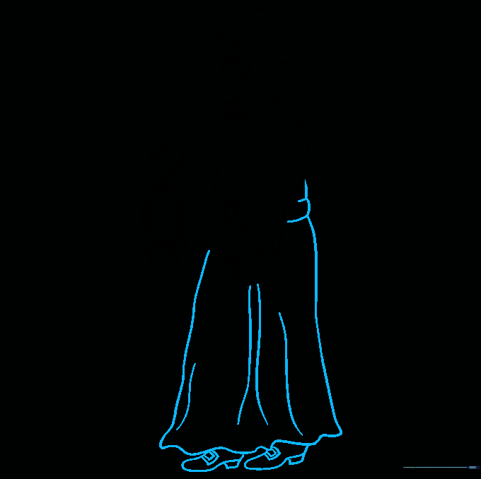 The lower half of the robe and the doctor's shoes.