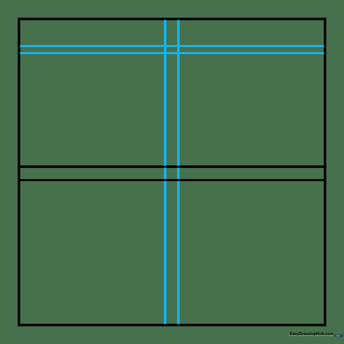 Adding vertical lines and a second set of horizontal lines to create a grid effect.