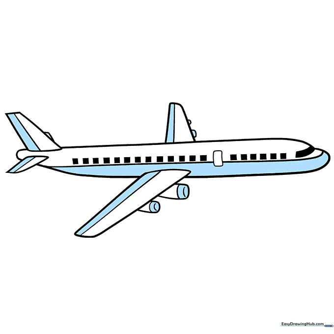 A fully colored, finished cartoon airplane drawing.