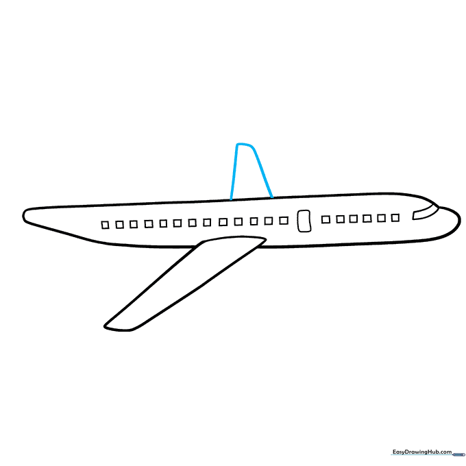 Airplane with two wings visible to show perspective and three-dimensional form.