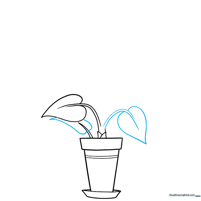 Adding a second heart-shaped leaf to the plant drawing to increase fullness.