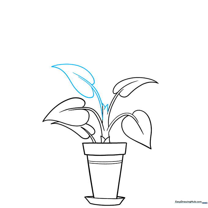 Adding side leaves and V-shaped guide lines for the top growth.