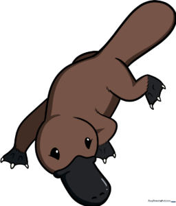 A friendly, finished cartoon platypus illustration.