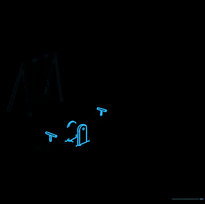 Adding handles and a central support base to the seesaw drawing.
