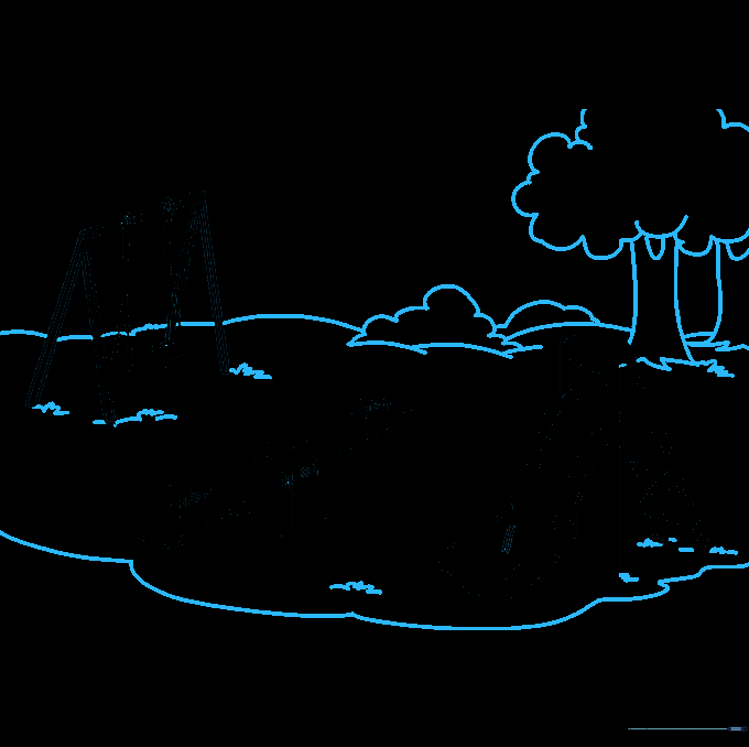 Adding grass, bushes, and trees to create a complete playground environment.
