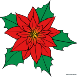 A vibrant, finished poinsettia drawing, showcasing the final result of the tutorial.