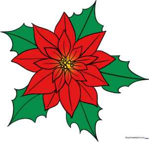 A vibrant, finished poinsettia drawing, showcasing the final result of the tutorial.