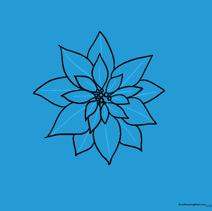 Adding central vein lines to each petal for added detail.