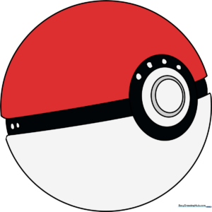 A vibrant, finished Poké Ball drawing, showcasing the final result of the tutorial.