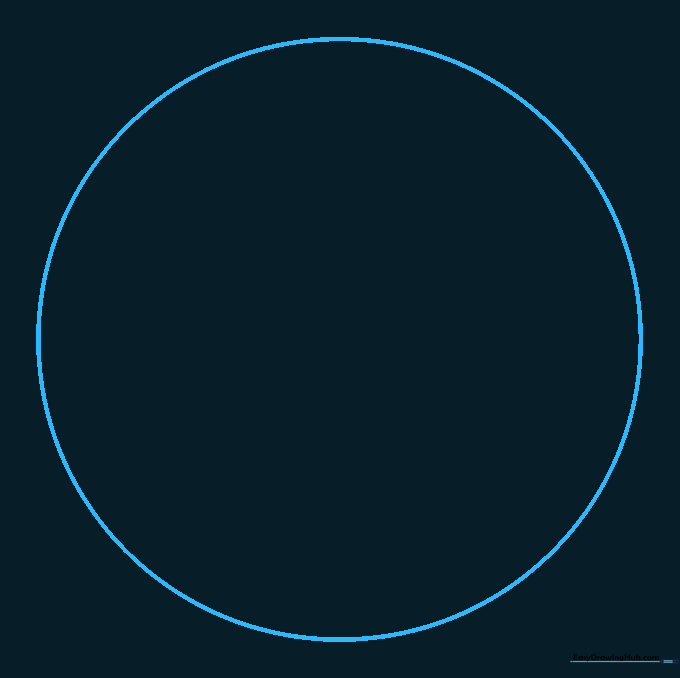A light pencil sketch of a perfect circle representing the base of a Poké Ball.
