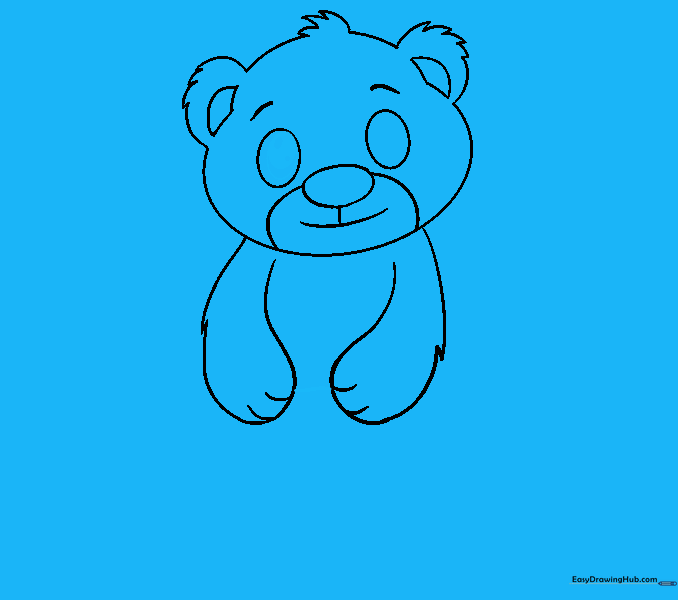 Adding pupil and highlight details to the bear's eyes.