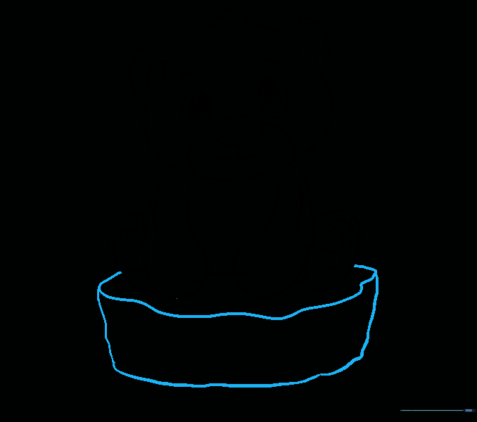 Drawing an ice flow shape around the bear's feet.